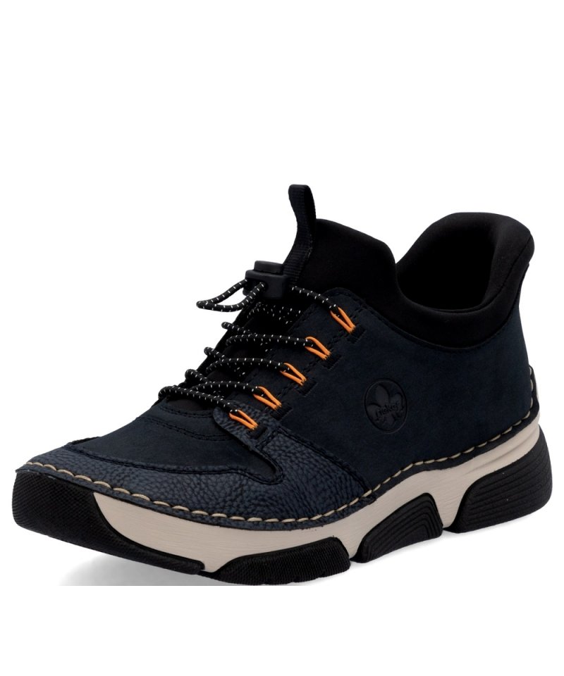 BOTKI sneakersy 38 RIEKER 45963 skóra granatowe damskie półbuty