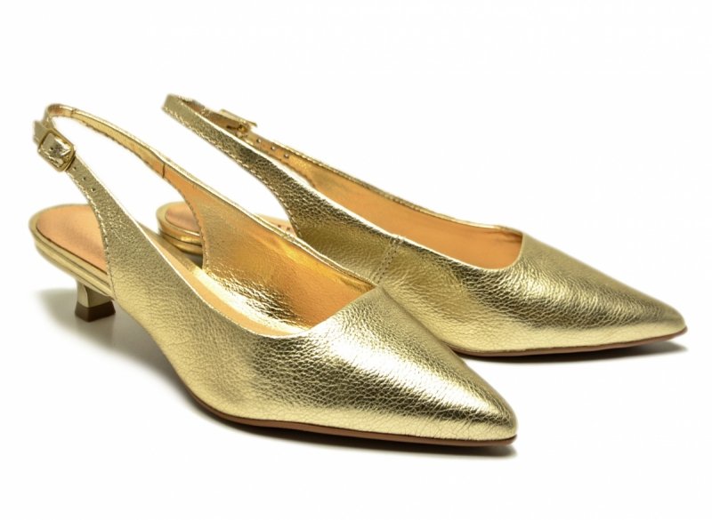 Czółenka złote 37 kaczuszki skóra BOTTERO 372301 skórzane  z odkrytą piętą