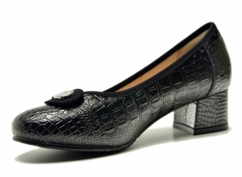 Czółenka czarne 40 skóra POTOCKI 19448 na obcasie skórzane damskie