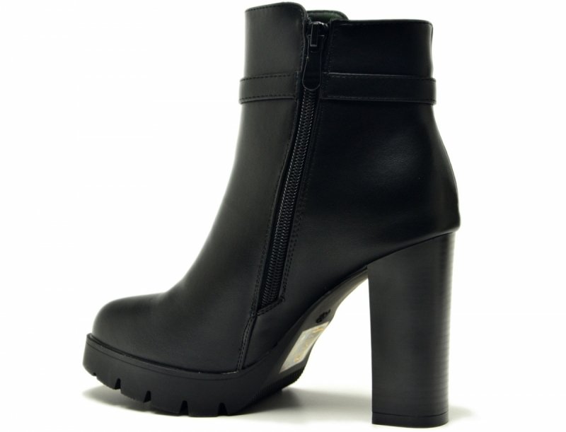 Botki 39 POTOCKI 11331 czarne damskie  na obcasie