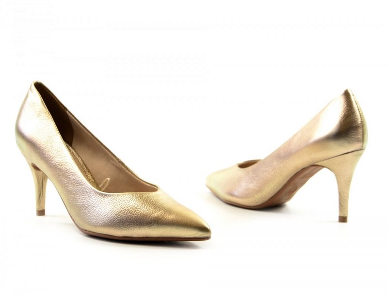 Czółenka 36 szpilki BOTTERO skóra złote skórzane 353721