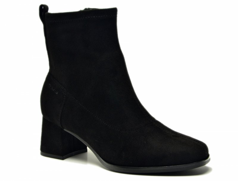 Botki 37 TAMARIS 85308 czarne zamsz na obcasie