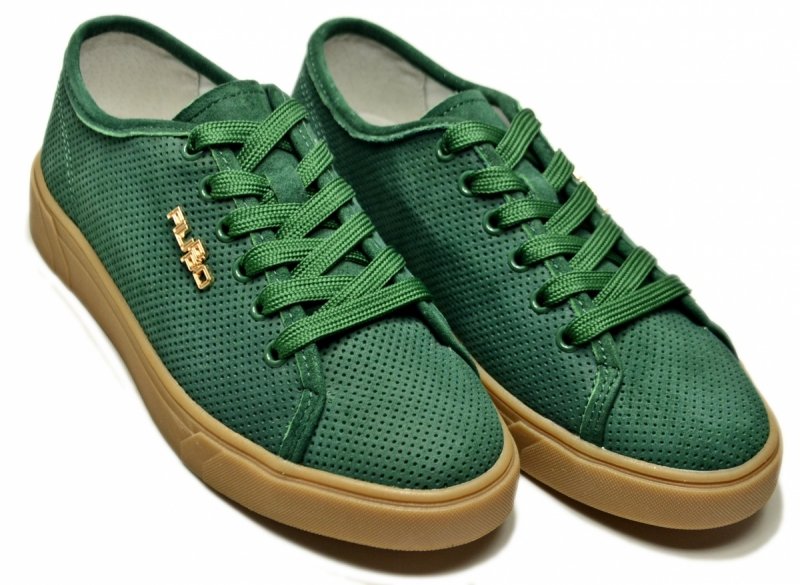 Półbuty sneakersy zielone 39 skóra FILIPPO 7666 skórzane zamsz ażurowane