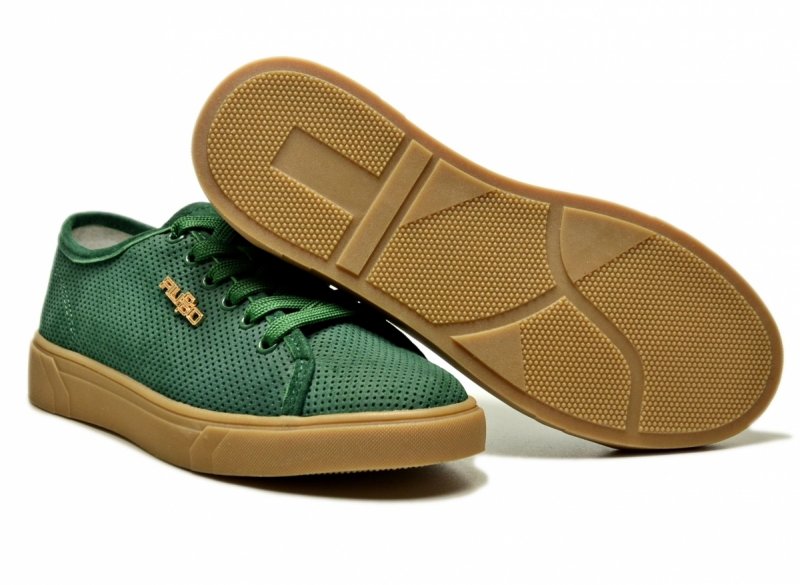 Półbuty sneakersy zielone 41 skóra FILIPPO 7666 skórzane zamsz ażurowane