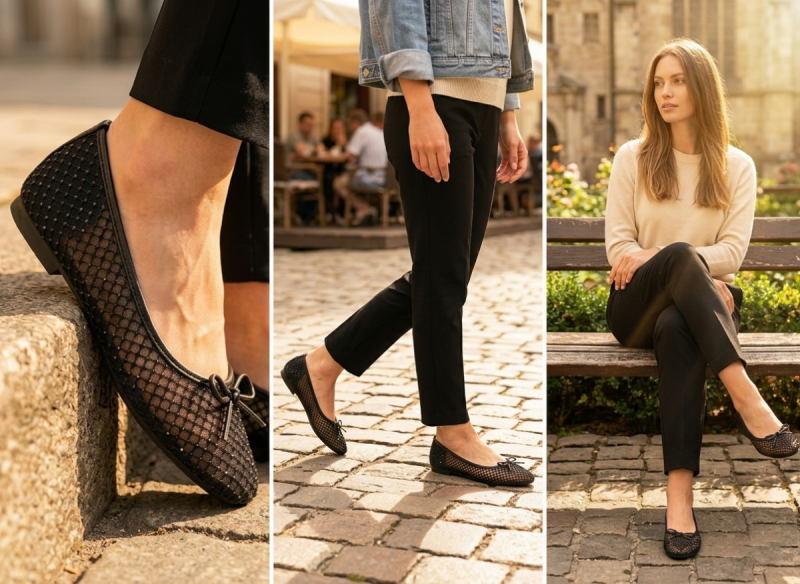 Baleriny 40 czarne VINCEZA 62270 kryształki półbuty