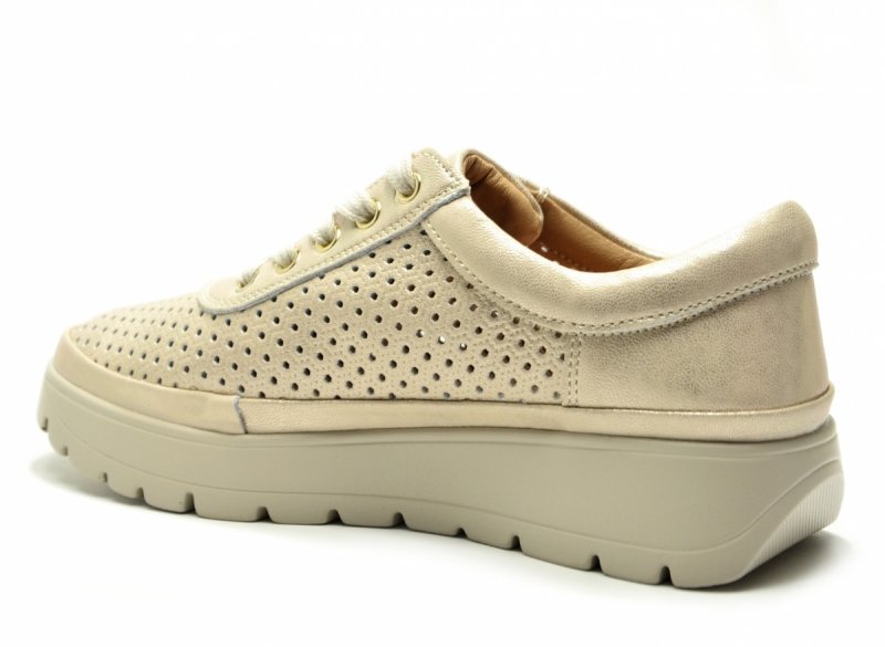 Półbuty 37 złote beżowe skóra VINCEZA 79629 skórzane ażurowane