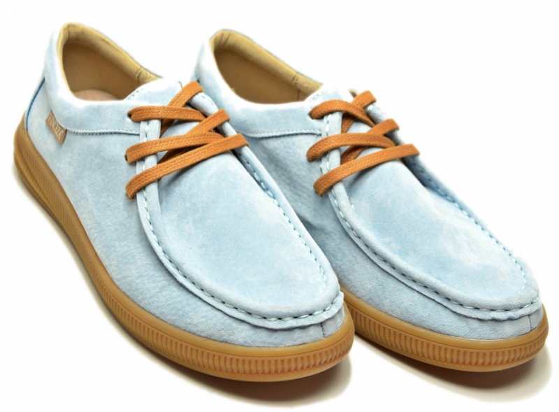 Półbuty 36 skóra VINCEZA 95391 błękitne skórzane zamsz niebieskie