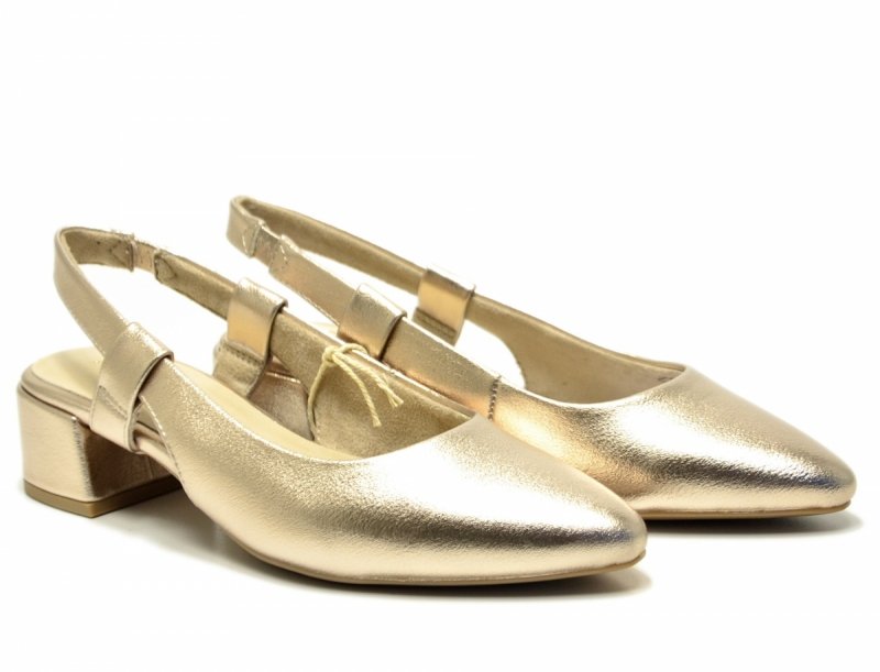 Czółenka 37 MARCO TOZZI złote 29505 z odkrytą piętą