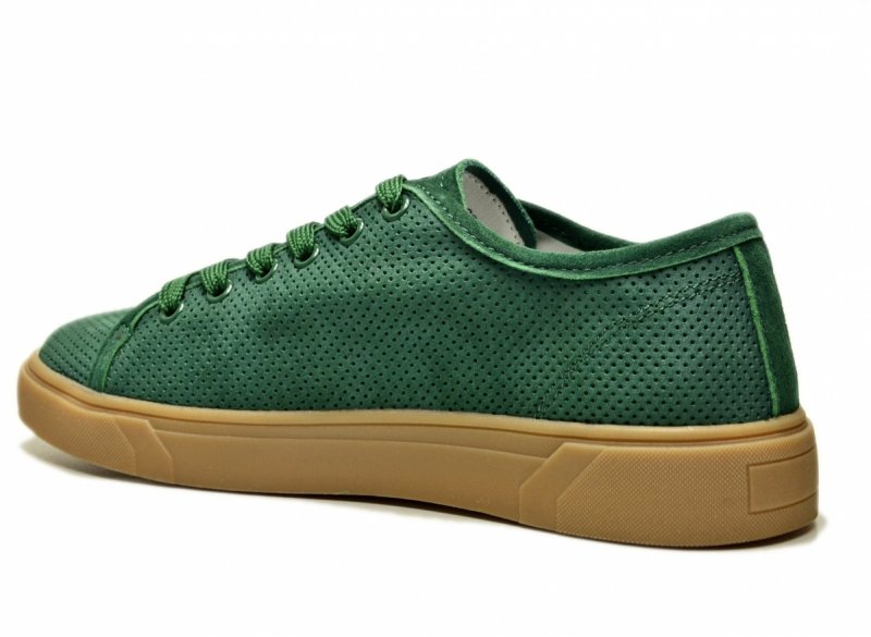 Półbuty sneakersy zielone 38 skóra FILIPPO 7666 skórzane zamsz ażurowane