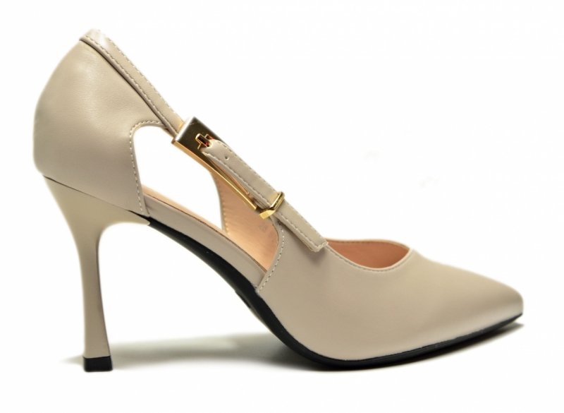 Czółenka szpilki szare 37 VINCEZA 62288 beżowe zimny beż