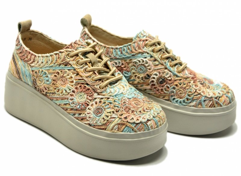 Sneakersy kolorowe 37 FILIPPO 7799 półbuty beżowe turkusowe