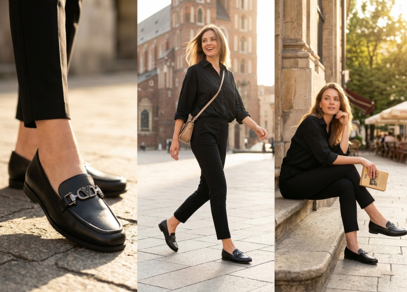 Mokasyny czarne skóra 41 półbuty VINCEZA 18126 skórzane damskie