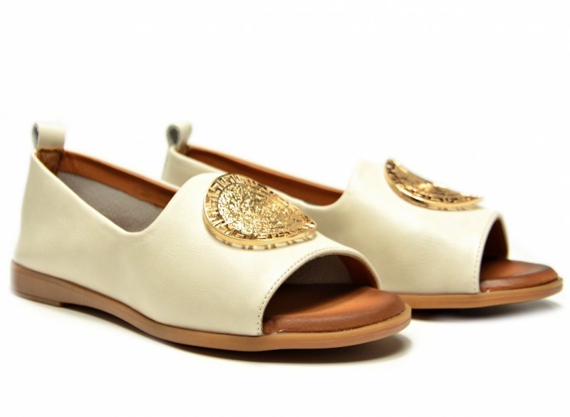 Baleriny złote 41 skóra bez palcy CAMBELL 19389 beżowe damskie skórzane 