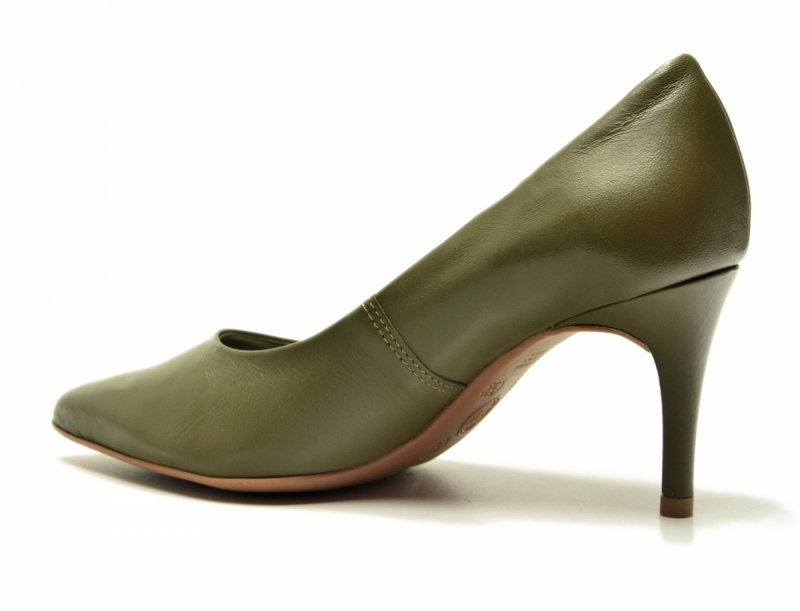Czółenka 39 szpilki BOTTERO skóra zielone sórzane oliwkowe