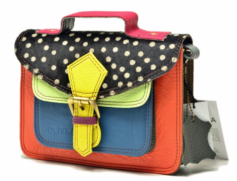 Torebka listonoszka OLIVKA skóra kolorowa skórzana 