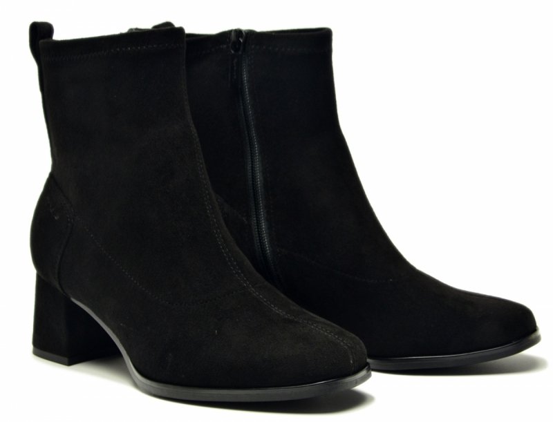 Botki 36 TAMARIS 85308 czarne zamsz na obcasie
