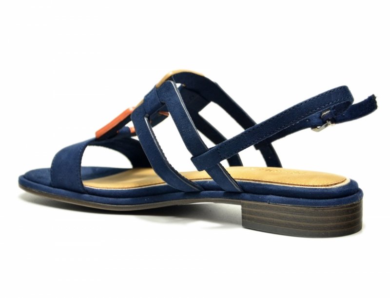 Sandałki 40 Sokolski 110 granatowe płaskie zamsz 