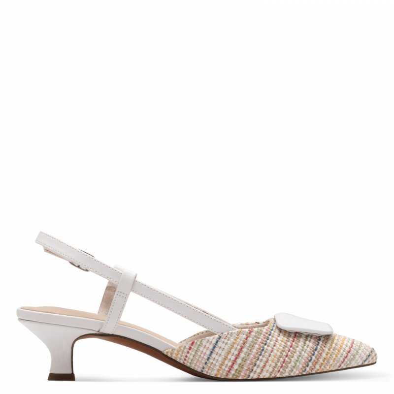 Czółenka białe 40 MARCO TOZZI 29503 kaczuszki z odkrytą piętą kolorowe