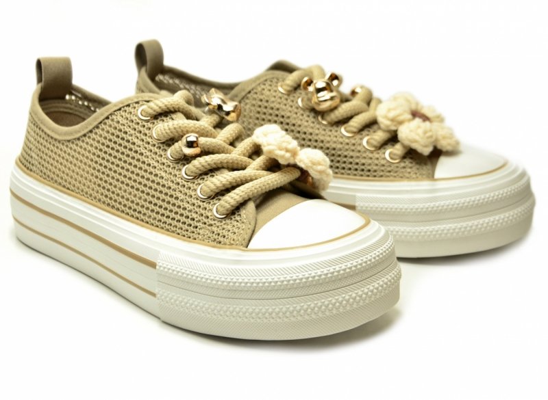 Trampki beżowe 36 FILIPPO 7855 ażurowane półbuty damskie 