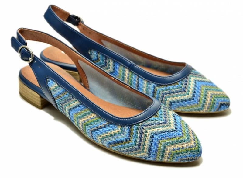 Sandały baleriny granatowe 39 kolorowe JANA 29464 niebieskie bez pięty płaskie 