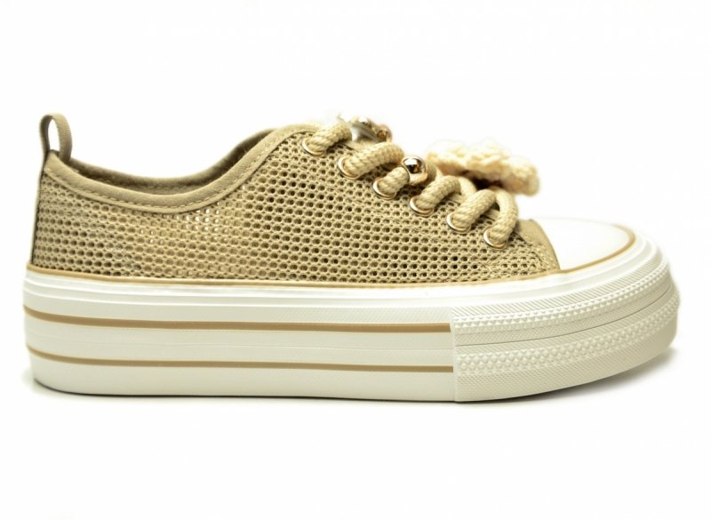 Trampki beżowe 37 FILIPPO 7855 ażurowane półbuty damskie 