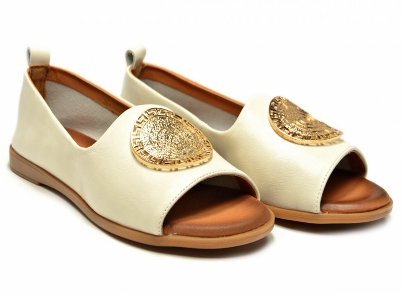 Baleriny złote 39 skóra bez palcy CAMBELL 19389 beżowe damskie skórzane 
