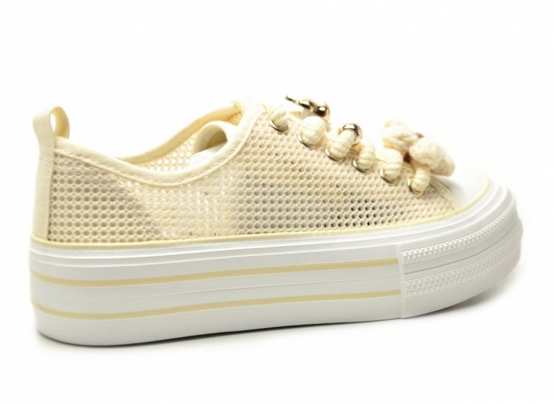 Trampki beżowe kremowe 39 FILIPPO 7855 ażurowane półbuty 