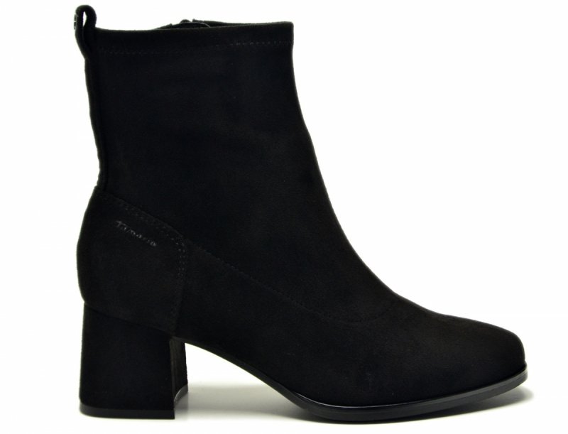 Botki 37 TAMARIS 85308 czarne zamsz na obcasie