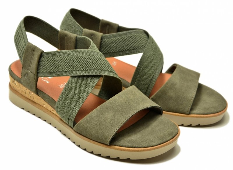 Sandały zielone oliwkowe 38 JANA 28764 na platformie koturnie 