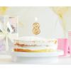 Świeczka urodzinowa na tort brokatowa ZŁOTA CYFRA 8