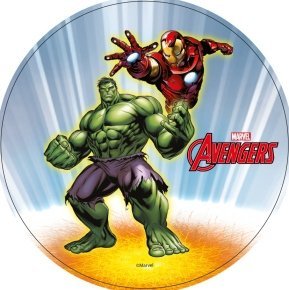 Opłatek na tort AVENGERS Iron Man & Hulk