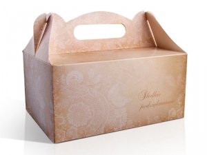 Ozdobne pudełko na ciasto weselne 10 szt. brązowe