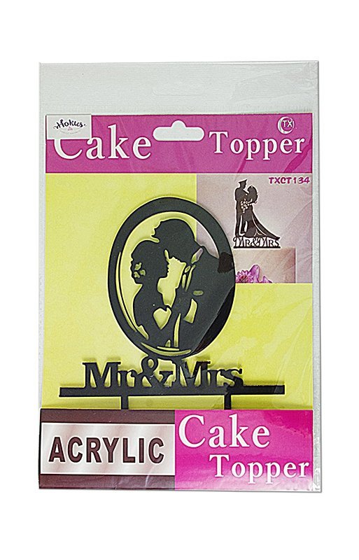 Dekoracja na tort ślubny topper Mr&amp;Mrs czarny