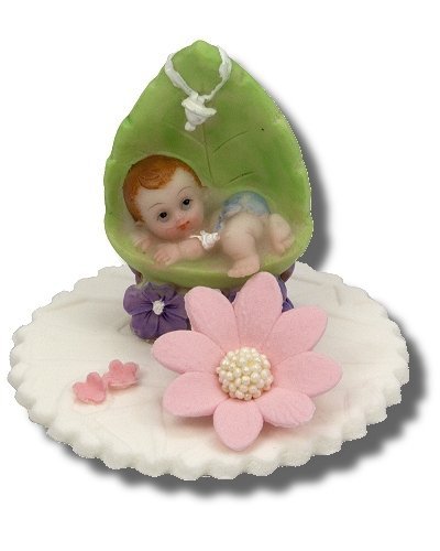 Hokus - Dziewczynka w kołysce z liścia - dekoracja na chrzest
