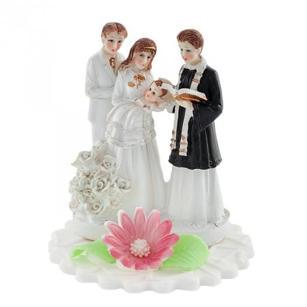  Figurka na tort - Chrzciny z księdzem dziewczynka