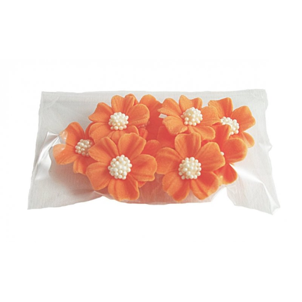 Kwiatki cukrowe na tort NIEZAPOMINAJKA (3x10szt) pomarańczowe