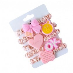 ECARLA Gumki - frotki do włosów typu scrunchie (G125R) - 1op.-5szt