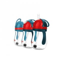 AKUKU Bidon ze słomką z odważnikiem Niebiesko-czerwony (a0164)