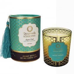 Luksusowa Świeca w brązowym orientalnym szkle Harmonia Świeżość Morza Aqua & Żywica Oud (Pitta), Song of India, 200g