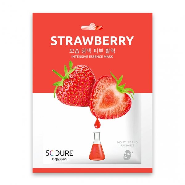 JKosmec 5C CURE Strawberry Intensive Essence Mask - Maska w Płachcie Truskawkowa Intensywnie nawilżająca