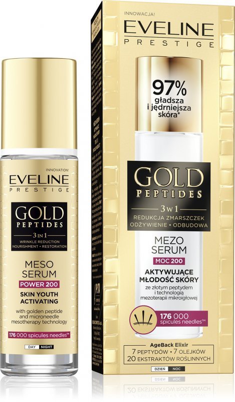 EVELINE Gold Peptides Mezo-serum aktywujące młodość skóry 3w1 (moc 200) 30 ml