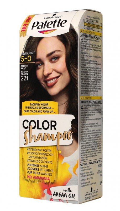 Palette Color Shampoo Szampon koloryzujący  nr 5-0 (221) Średni Brąz  1op.