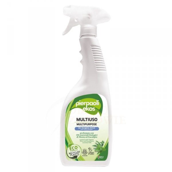 Wielozadaniowy spray czyszczący z dodatkiem aktywnego tlenu, mięta i eukaliptus, Pierpaoli Ekos, 750ml
