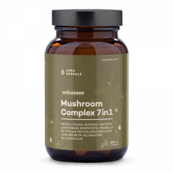 Mycodrop, Mushroom Complex 7 w 1, Aura Herbals, 60 kapsułek