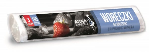 ANNA ZARADNA Woreczki na mrożonki z klipsami do zamykania 3L 1op.-30szt
