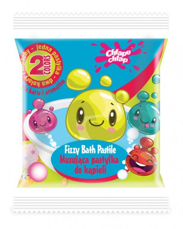 CHLAPU CHLAP Dwukolorowa Musująca Pastylka do kąpieli  - guma balonowa i wata cukrowa 1szt
