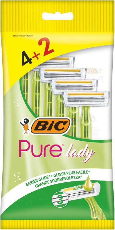 BIC Maszynka do golenia dla kobiet 3 ostrzowa Pure Lady 1op -6szt (4+2 gratis)