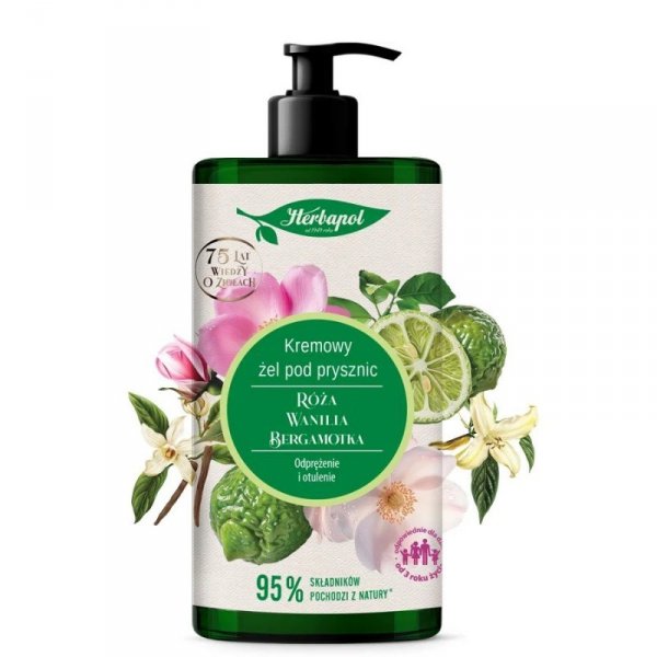 HERBAPOL Kremowy Żel pod prysznic - Róża & Wanilia & Bergamotka 740 ml