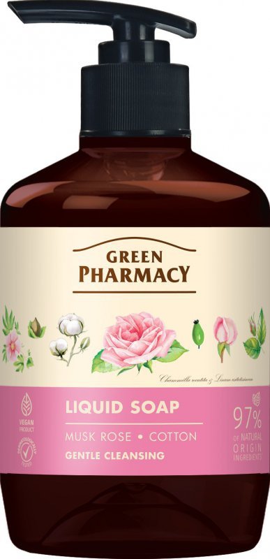 GREEN PHARMACY Mydło w płynie Róża piżmowa + Bawełna 460 ml