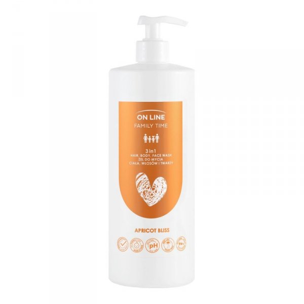 ON LINE Family Time Żel do mycia ciała ,włosów i twarzy 3w1 - Apricot Bliss  850 ml
